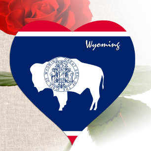 Coração Adesivo Wyoming, Coração, Bandeira Wyoming Patriót