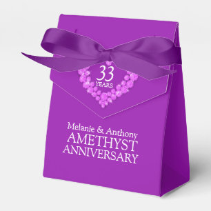 Coração Amethyst do casamento 33 anos de caixa d