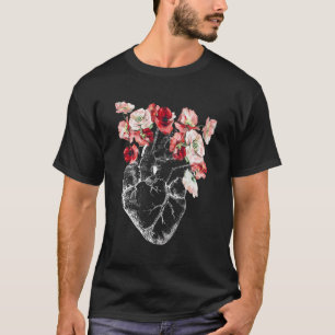 Coração Anatômico E Flores, Camisa De Folga Longa