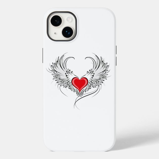 Coração Anjo Vermelho com asas (Verso)