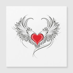 Coração Anjo Vermelho com asas