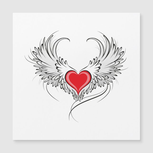 Coração Anjo Vermelho com asas (Frente)