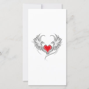 Coração Anjo Vermelho com asas