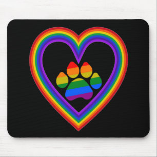Coração Arco-Íris Mousepad Com Pata