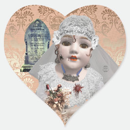 Coração Boneca Noiva Criança Fantasma Adesivo