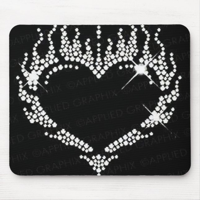 Coração branco Mousepad do cristal de rocha (Frente)