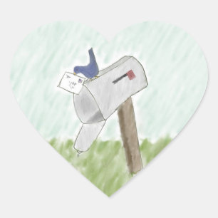 Coração Carta de um adesivo Bluebird