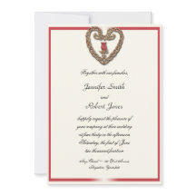 Coração Celta com Convite de Casamento de Rosa ver