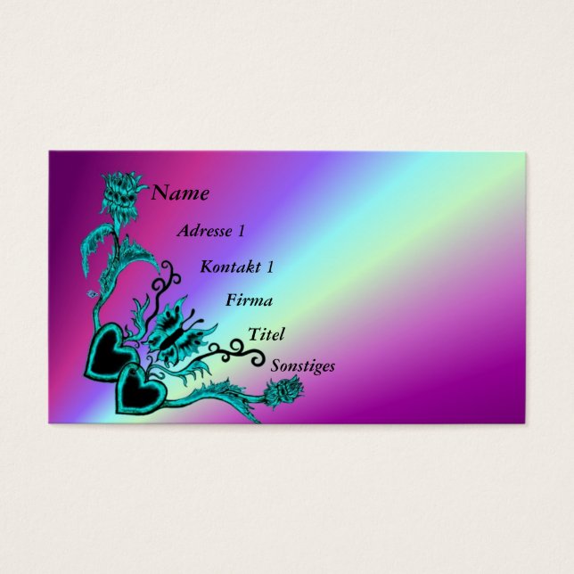 Coração com Flor e Borboleta no Arco-íris (Frente)