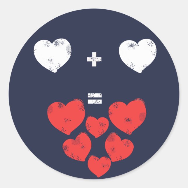 Coração + Coração = Adesivo de Amor (Frente)