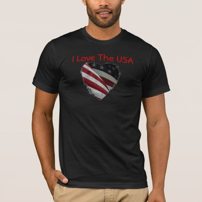 Coração da bandeira americana na camisa (Frente)