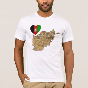 Coração da bandeira de Afeganistão e t-shirt do