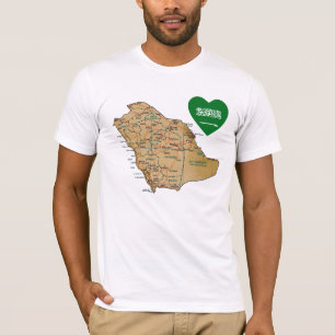 Coração da bandeira de Arábia Saudita e t-shirt