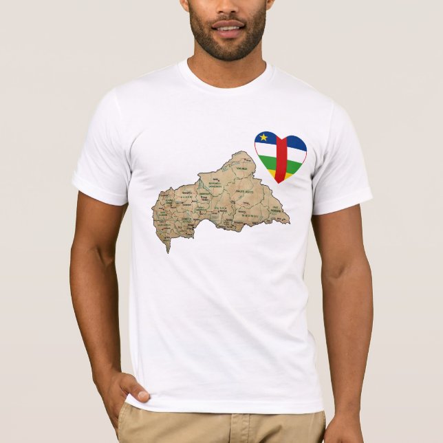Coração da bandeira de Centrafrique e t-shirt do (Frente)