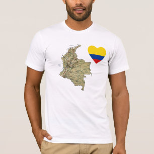 Coração da bandeira de Colômbia e t-shirt do ma