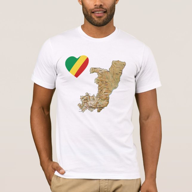 Coração da bandeira de Congo-Brazzaville e t-shirt (Frente)
