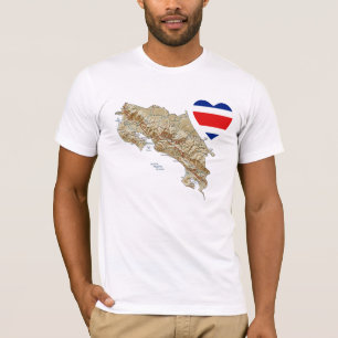 Coração da bandeira de Costa Rica + T-shirt do