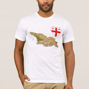 Coração da bandeira de Geórgia e t-shirt do mapa