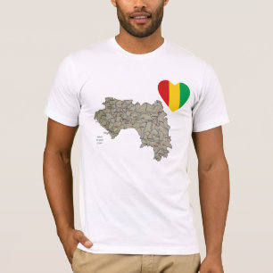 Coração da bandeira de Guiné-Conakry e t-shirt do