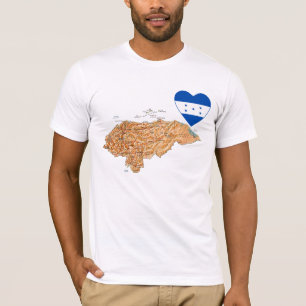 Coração da bandeira de Honduras e t-shirt do map