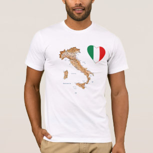 Coração da bandeira de Italia e t-shirt do mapa