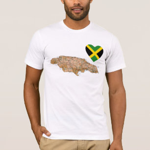 Coração da bandeira de Jamaica e t-shirt do mapa
