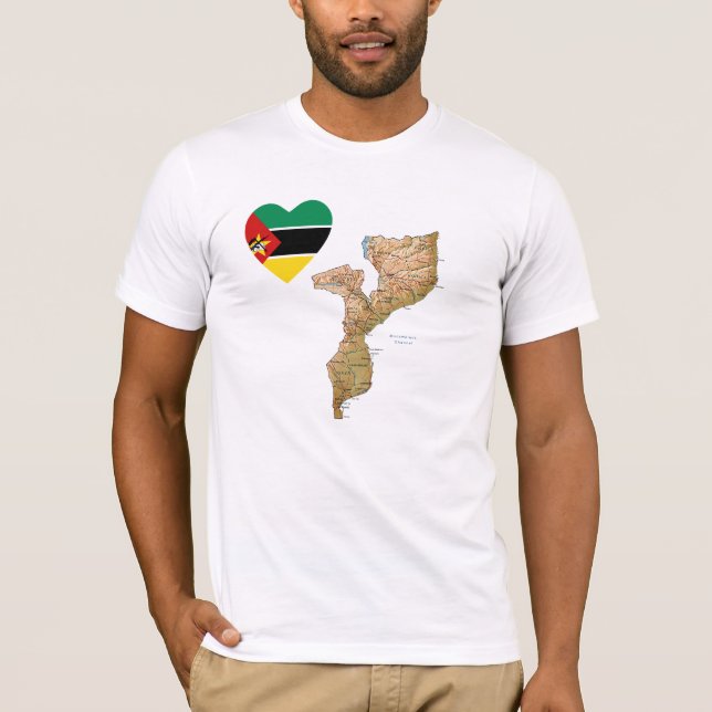 Coração da bandeira de Mozambique e t-shirt do (Frente)