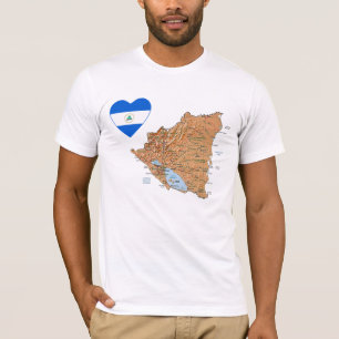 Coração da bandeira de Nicarágua e t-shirt do m