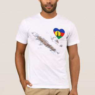 Coração da bandeira de Nova Caledônia e t-shirt