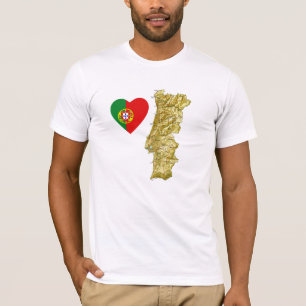 Coração da bandeira de Portugal e t-shirt do map