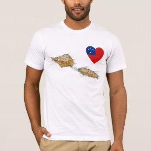Coração da bandeira de Samoa e t-shirt do mapa