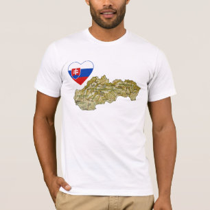 Coração da bandeira de Slovakia e t-shirt do mapa