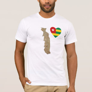 Coração da bandeira de Togo e t-shirt do mapa