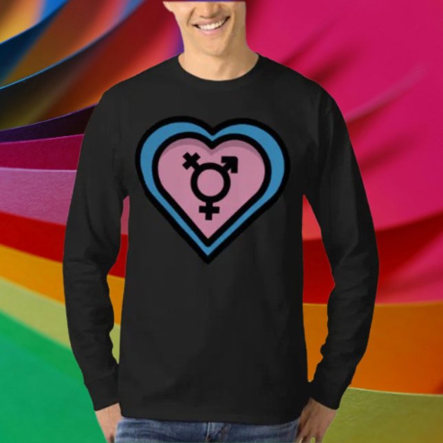 Coração da Camisa de Capa Longa do Orgulho Trans (Criador carregado)