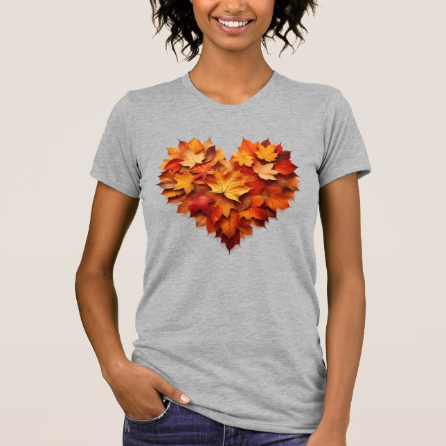 Coração das folhas do outono T-Shirt (Frente)