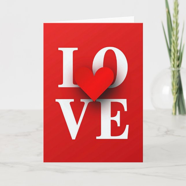 Coração de Amor Cartão Vermelho (Frente)