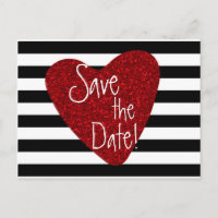 Coração de Brilho Vermelho Cartão Postal Listrado