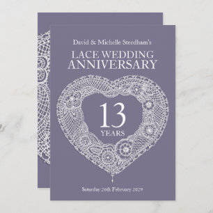 Coração de casamento de renda 13 anos convites de 