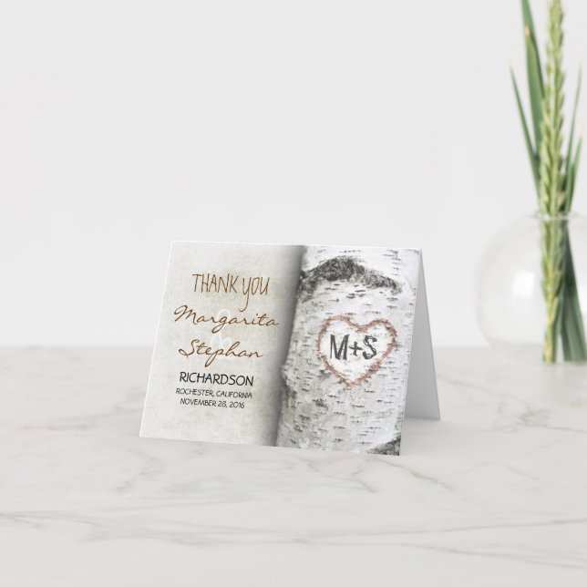 Coração de Casca de Bétula - Agradecimento de Casa (Frente)