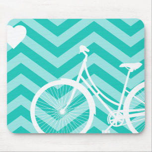 Coração de Chevron e bicicleta modernos Mousepad