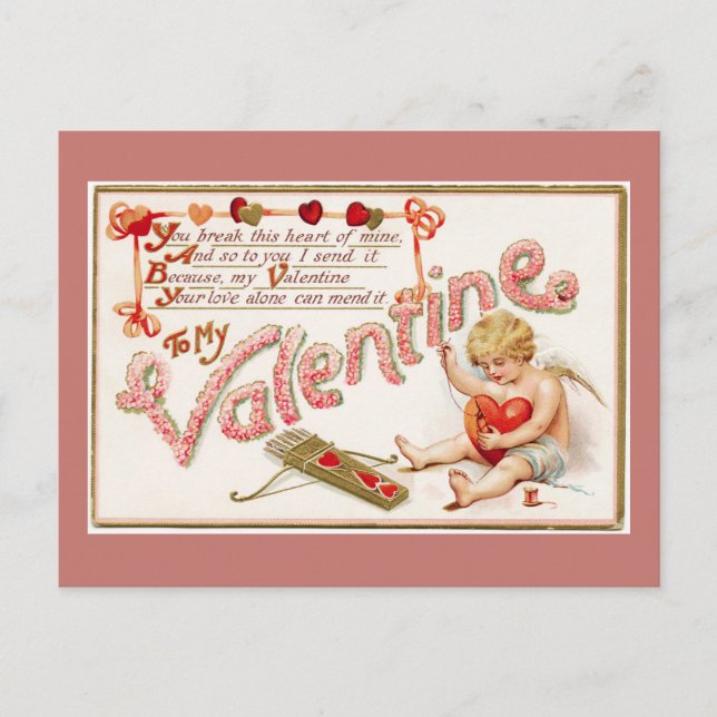 Coração De Encaminhamento Cupido Para O Meu Cartão (Frente)
