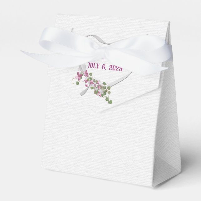 Coração de Fita Branca com Caixa de Favoritos Flor (Frente)