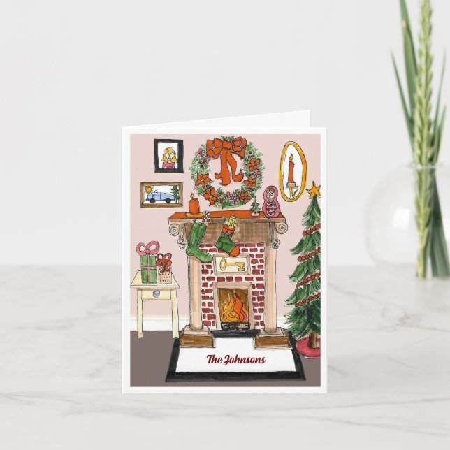 Coração de Natal com Cartão de Feriado Dobrado de  (Frente)