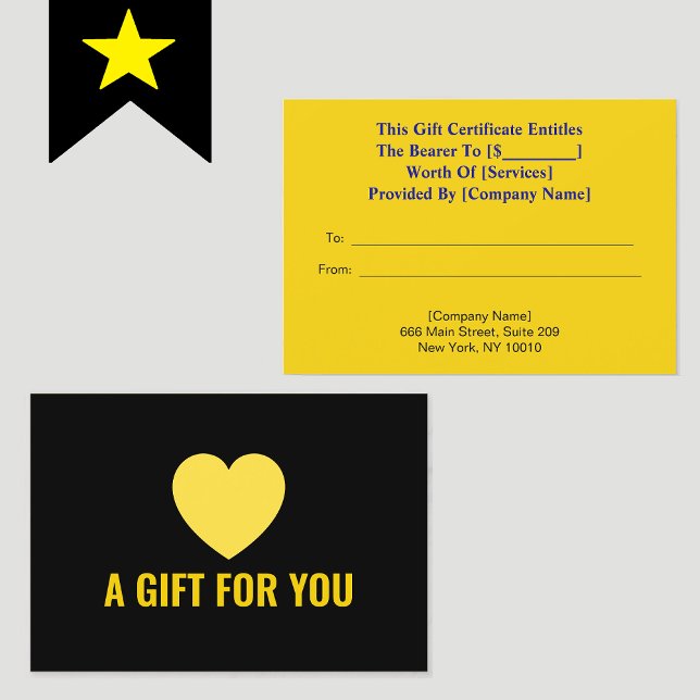 Coração de Ouro Elegante, Certificado de Presente  (elegant gift certificate)