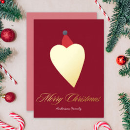 Coração de Ouro festivo com vermelho de chapéu de 