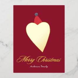 Coração de Ouro festivo com vermelho de chapéu de 