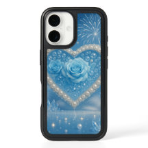 Coração de Pérolas e capas de iphone Rosa Azul - F