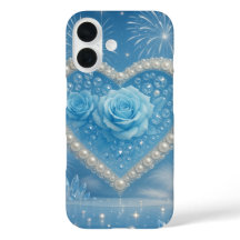 Coração de Pérolas e capas de iphone Rosa Azul - F