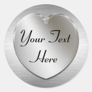 Coração De Prata Para Personalizar Adesivos