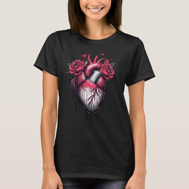Coração de Rosas – Camiseta de Arte Anatômica do A (Frente)
